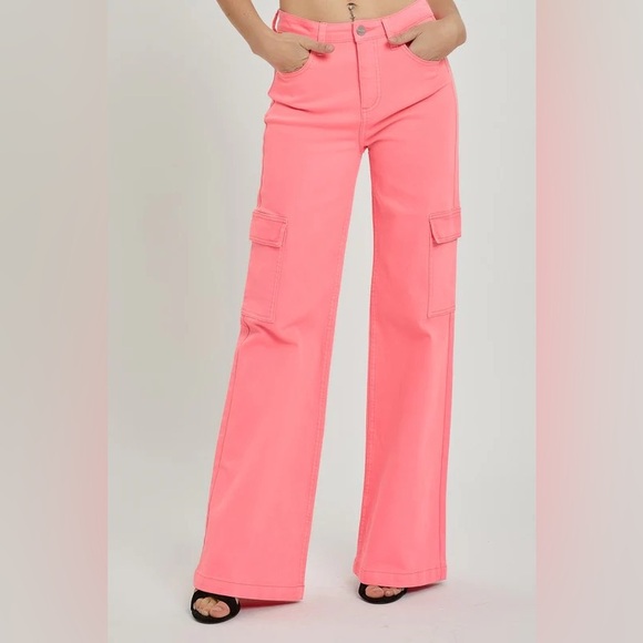 Risen High Rise Pink Cargo Jeans - Picture 2 of 5